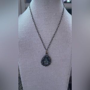 💐Vintage short grey blue necklace